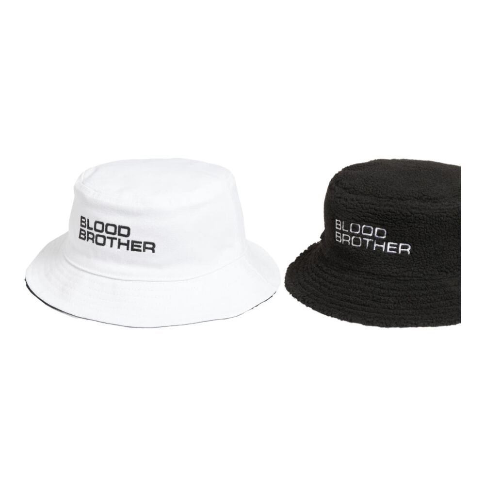 Blood Brother white black reversible fleece bucket hat one size